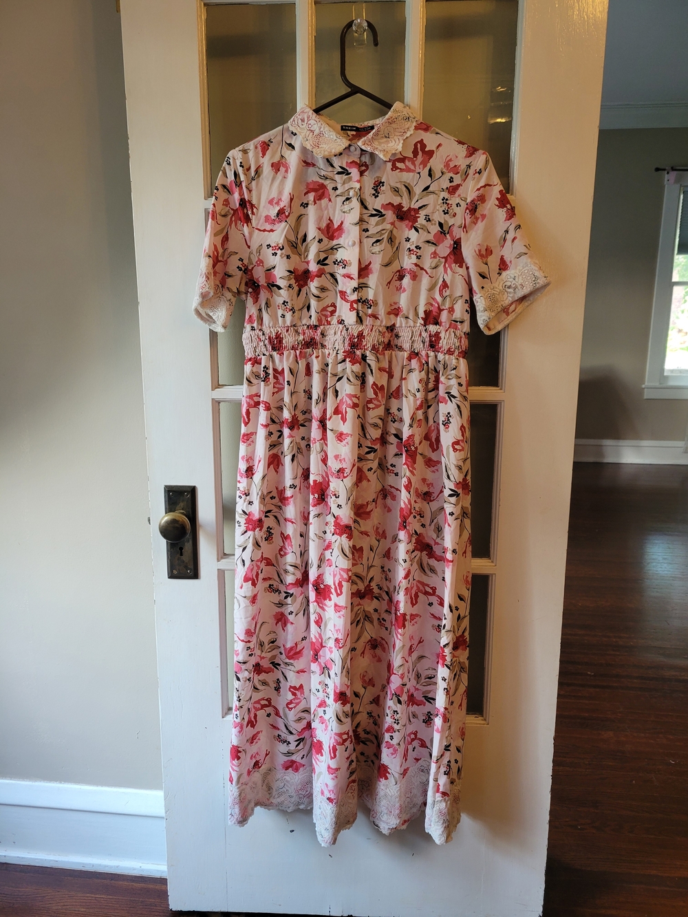 Shein Vintage Style Womens Maxi Dress Button, Pullover Collar Casual Church Sz M